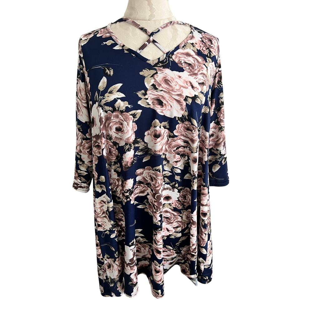 Southern Stitch Floral Knee Length 3/4 Sleeve Dress *No Size Tag* (Like L/XL)